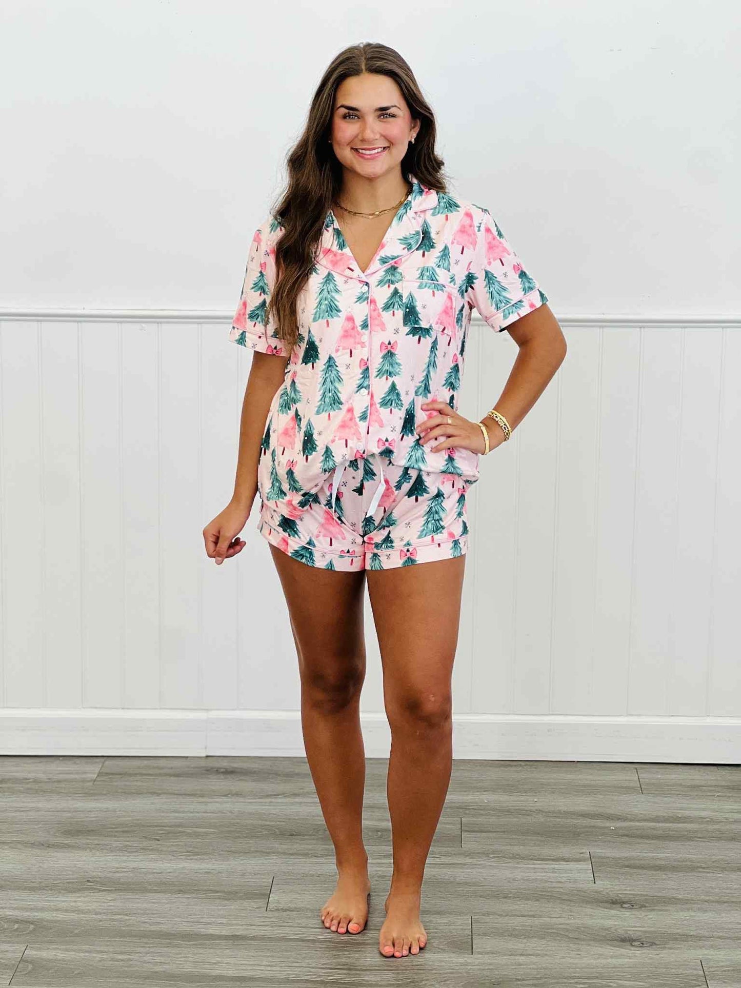 SHIRLEY STONE SHORTS PAJAMAS SET- Christmas Tree