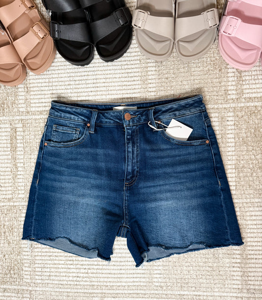 RISEN HIGH RISE NON-DISTRESSED RELAXED FIT SHORTS