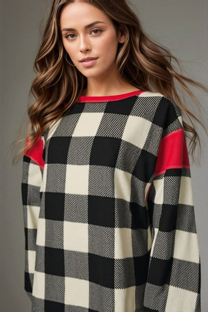 HOLIDAY BUFFALO PLAID TOP