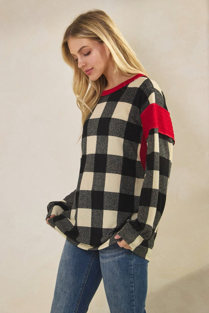 HOLIDAY BUFFALO PLAID TOP