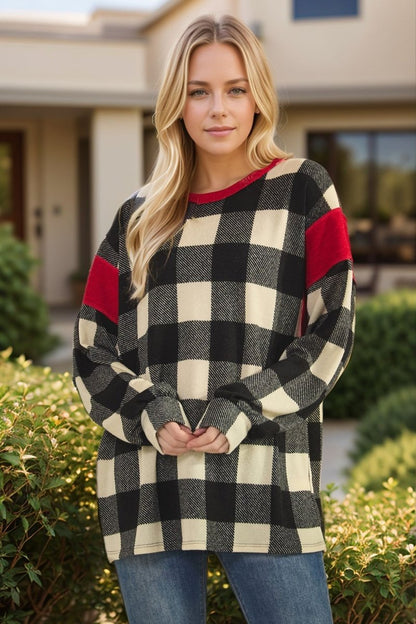 HOLIDAY BUFFALO PLAID TOP