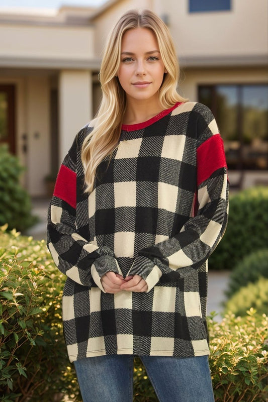 HOLIDAY BUFFALO PLAID TOP