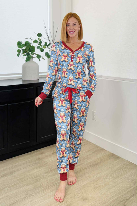SHIRLEY STONE PANT PAJAMAS SET- Gingerbreadman