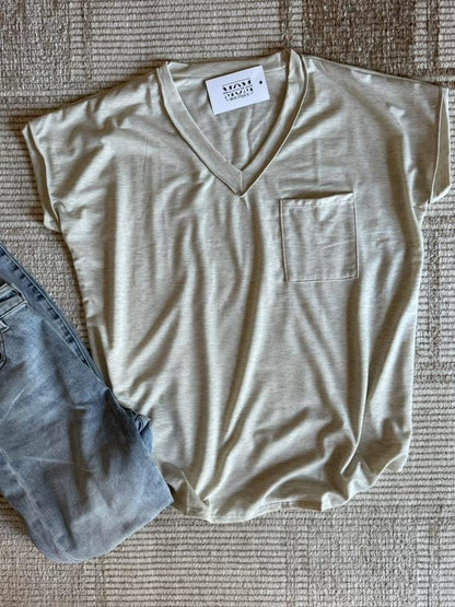 MY GO TO V-NECK SOFT TOP-OATMEAL