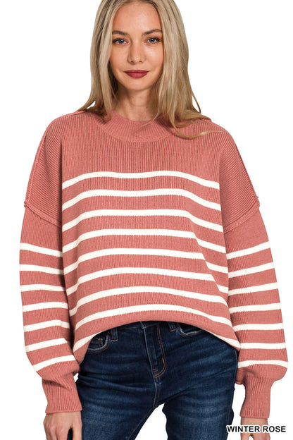 MONICA OVERSIZED EXPOSED SEAM SWEATER- WINTER ROSE
