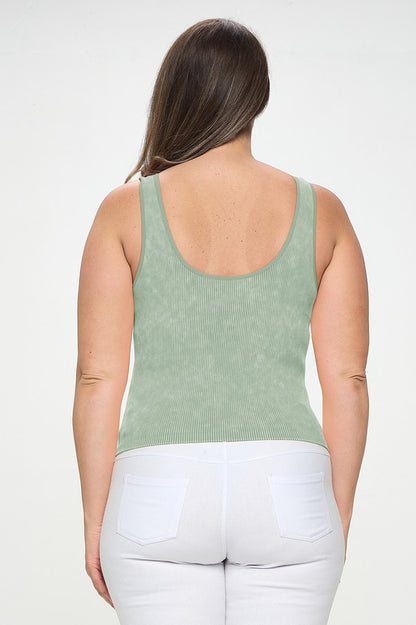 IT'S MAGIC EVERY OCCASION REVERSIBLE RIBBED SEAMLESS STONEWASHED TANK