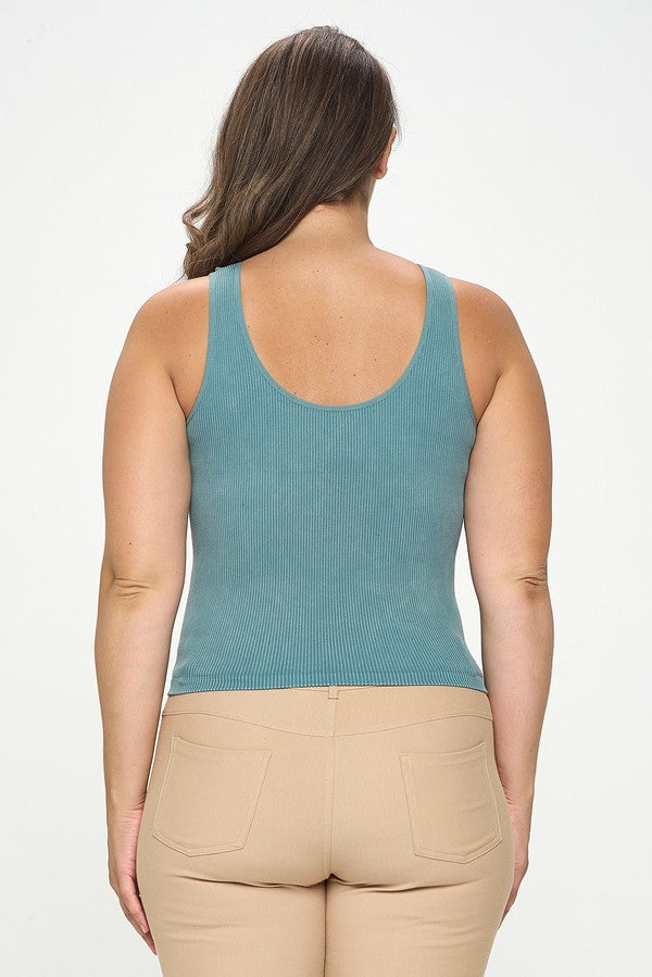 IT'S MAGIC EVERY OCCASION REVERSIBLE RIBBED SEAMLESS STONEWASHED TANK