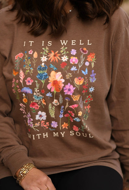 IT IS WELL WITH MY SOUL LONG SLEEVE GRAPHIC TEE