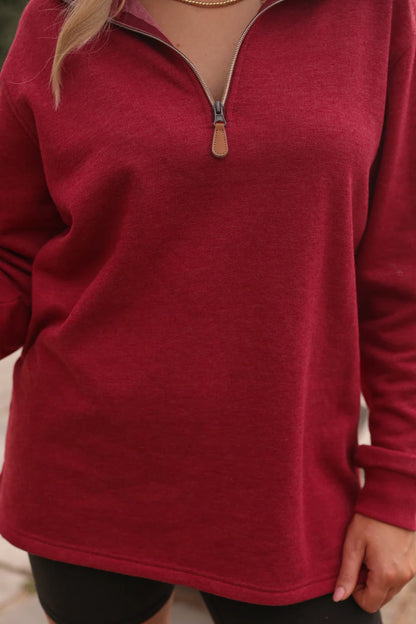 MILEY QUARTER ZIP PULLOVER SOFT FLEECE SWEATSHIRTS- Multiple Colors