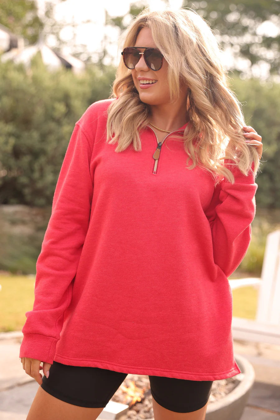 MILEY QUARTER ZIP PULLOVER SOFT FLEECE SWEATSHIRTS- Multiple Colors