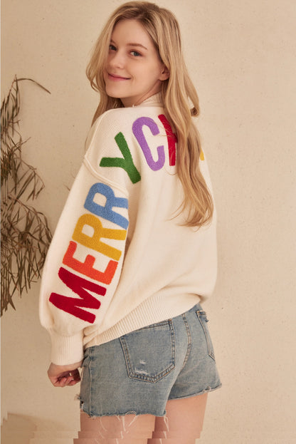 OVERSIZE MERRY CHRISTMAS SOFT SWEATER WITH LETTERING