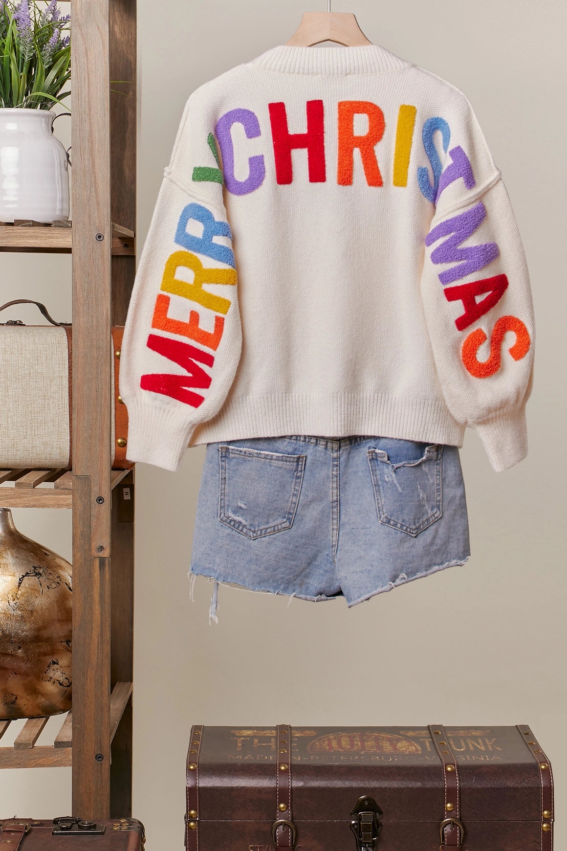OVERSIZE MERRY CHRISTMAS SOFT SWEATER WITH LETTERING