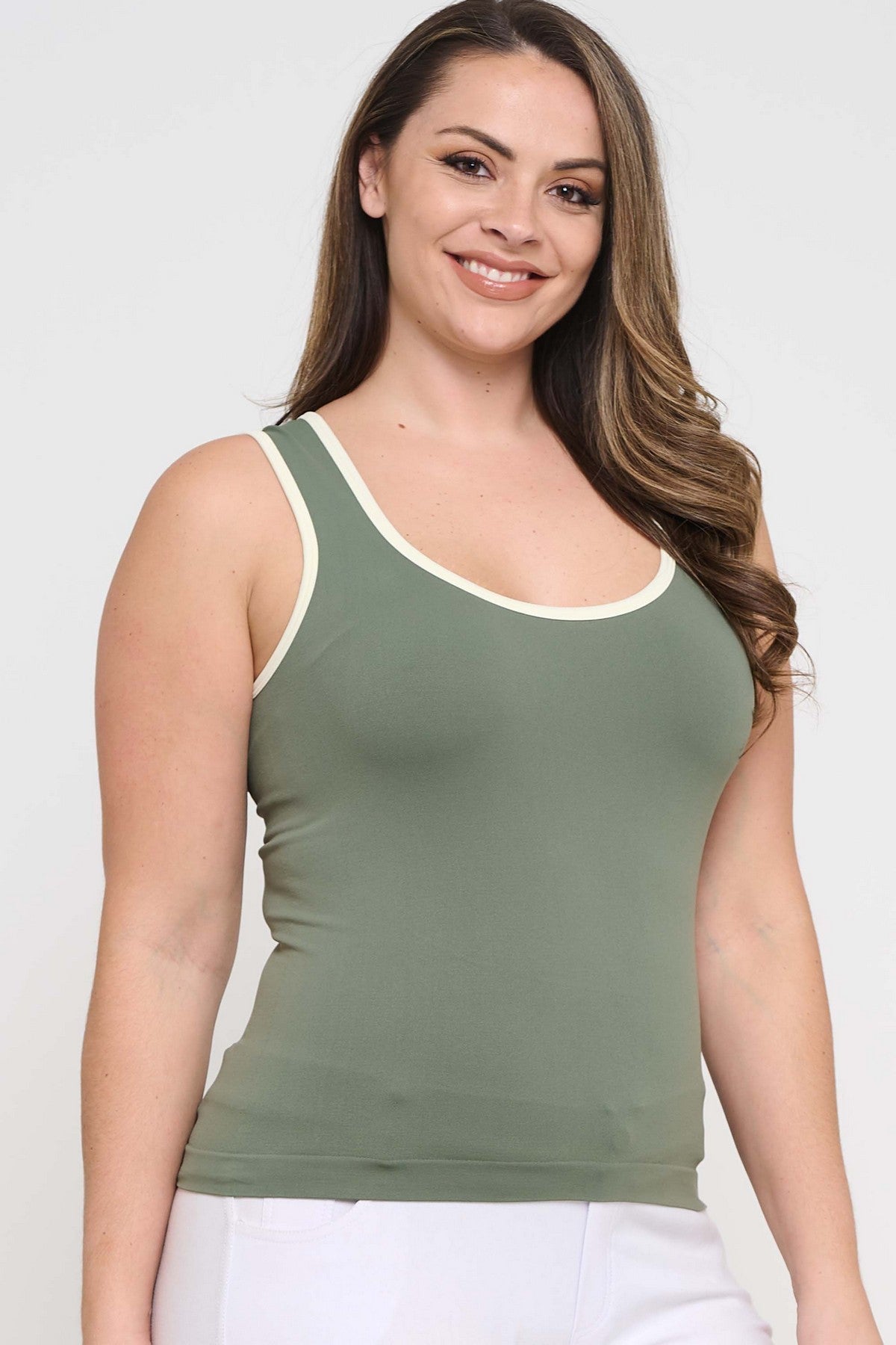 FEELING GOOD TWO TONE U NECK TANK (MULTIPLE COLORS)