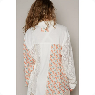 POL FLORAL LACE CONTRAST SHIRT