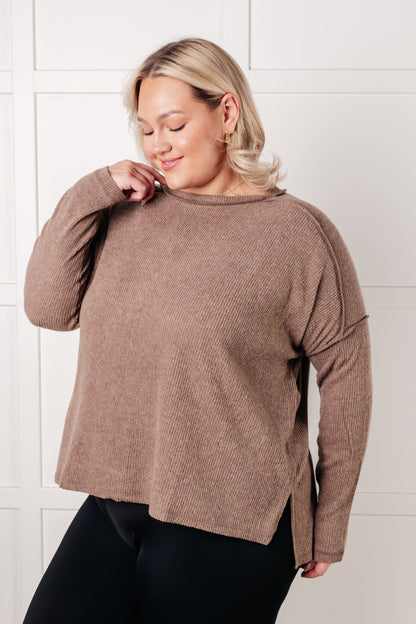 ONLINE EXCLUSIVE RIBBED HACCI SWEATER IN MOCHA