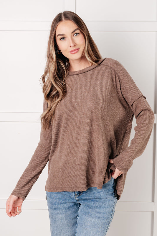 ONLINE EXCLUSIVE RIBBED HACCI SWEATER IN MOCHA