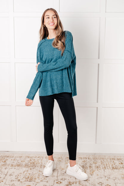 ONLINE EXCLUSIVE BASIC RIBBED HACCAI SWEATER IN TEAL