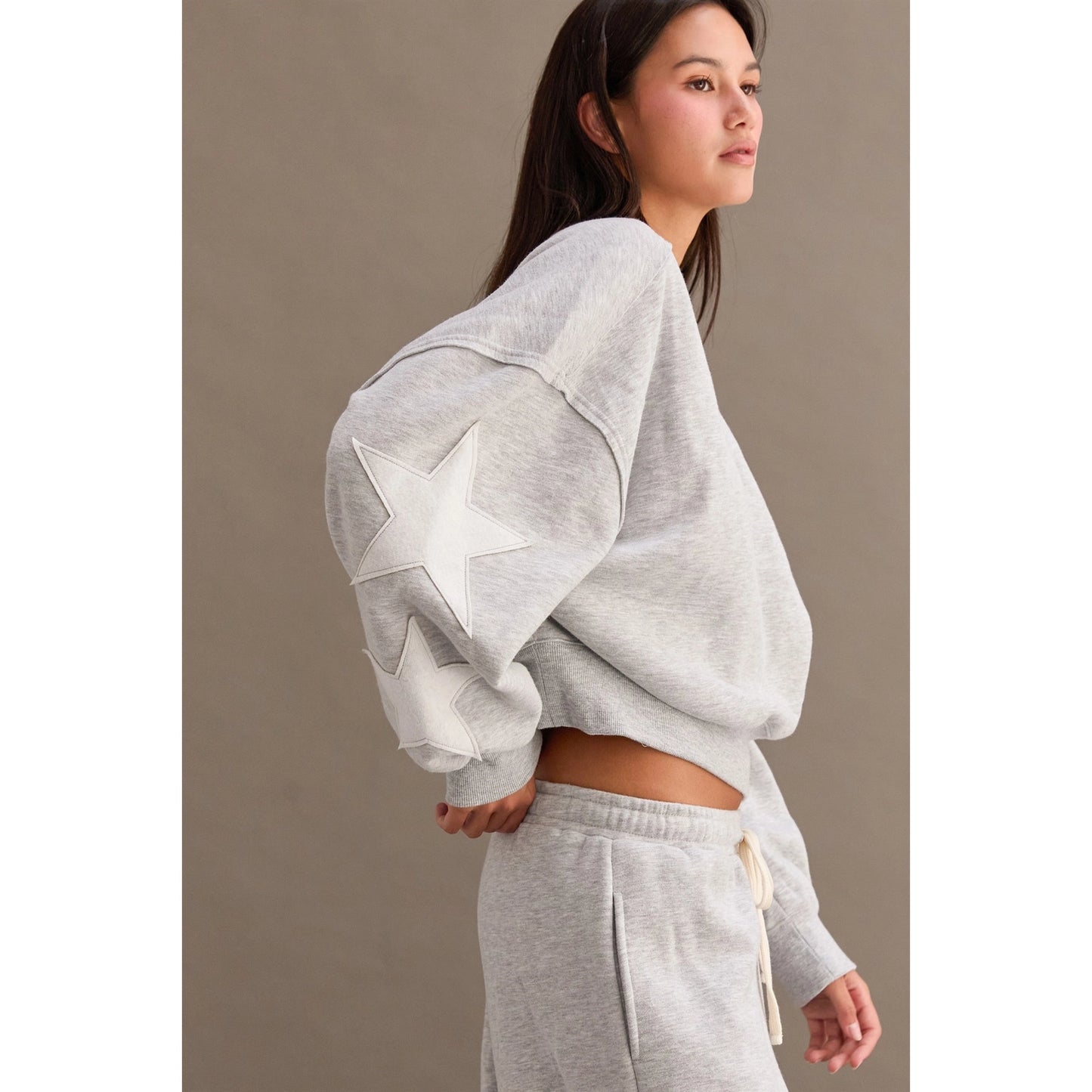 STAR PATCH CREWNECK SWEATSHIRT & PANTS *Sold Separately