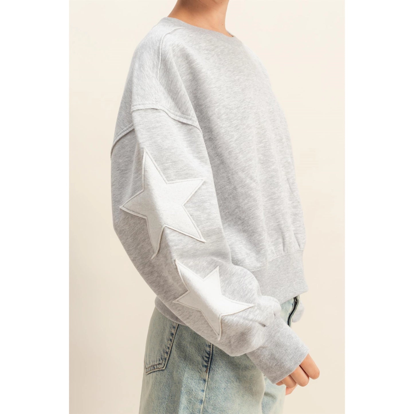 STAR PATCH CREWNECK SWEATSHIRT & PANTS *Sold Separately