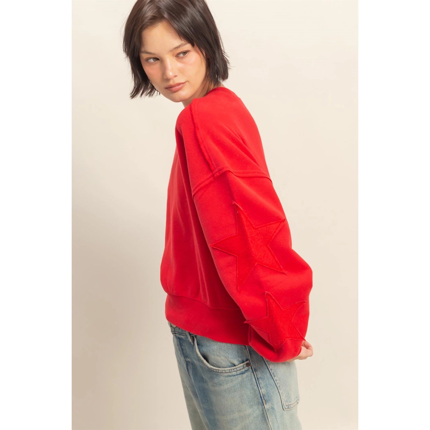 STAR PATCH CREWNECK SWEATSHIRT & PANTS *Sold Separately