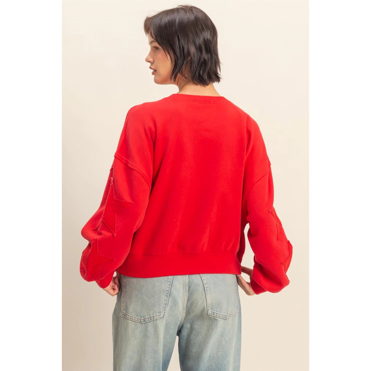 STAR PATCH CREWNECK SWEATSHIRT & PANTS *Sold Separately