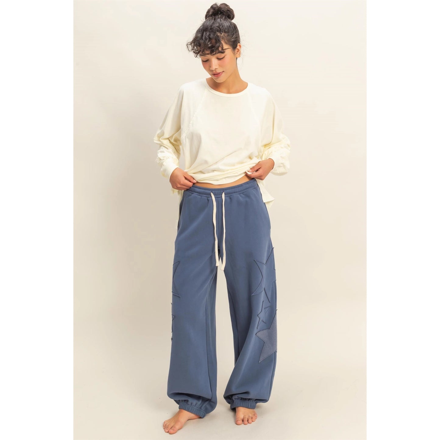 STAR PATCH CREWNECK SWEATSHIRT & PANTS *Sold Separately