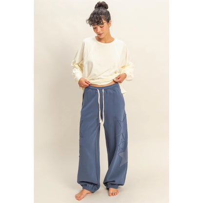 STAR PATCH CREWNECK SWEATSHIRT & PANTS *Sold Separately