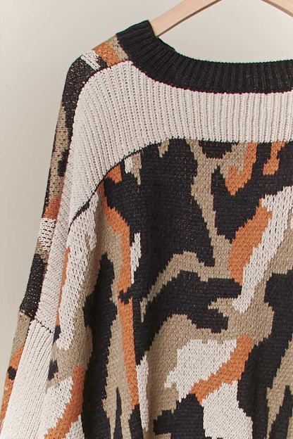 SOFT PULLOVER WITH CAMOUFLAGE DETAILS TOP