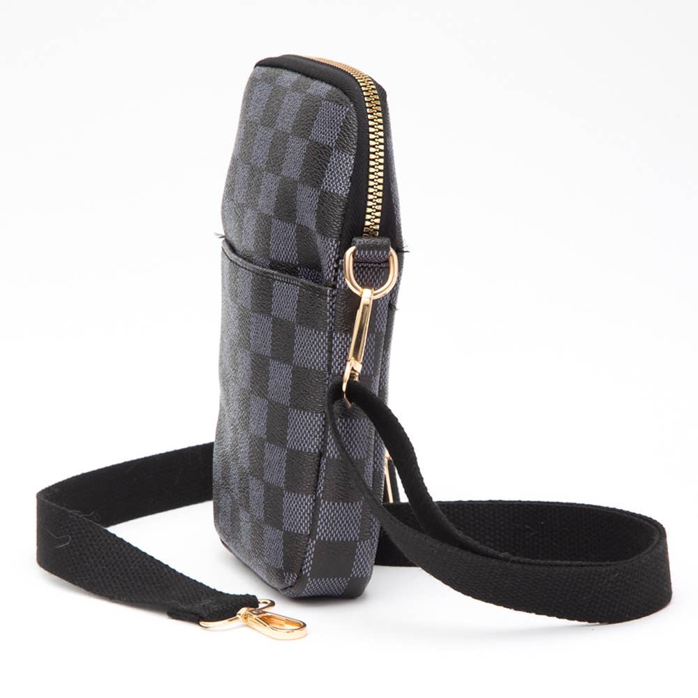 FAUX LEATHER CHECKERED MINI CROSSBODY BAG (MULTIPLE COLORS)