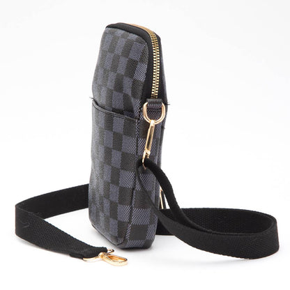 FAUX LEATHER CHECKERED MINI CROSSBODY BAG (MULTIPLE COLORS)