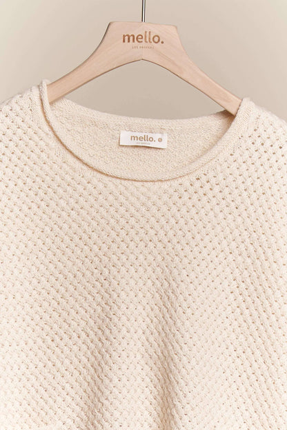 RELAXED WOVEN SOFT KNIT SWEATER