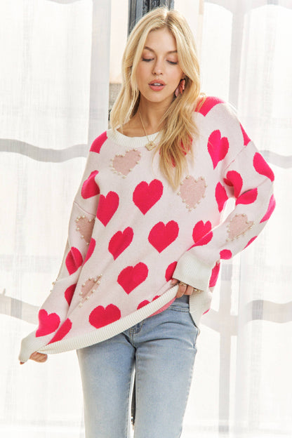 PEARL ACCENT HEART SWEATER