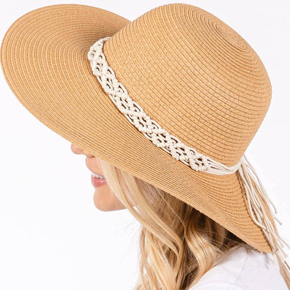 BRAIDED STRAP STRAW SUN HAT (MULTIPLE COLORS)