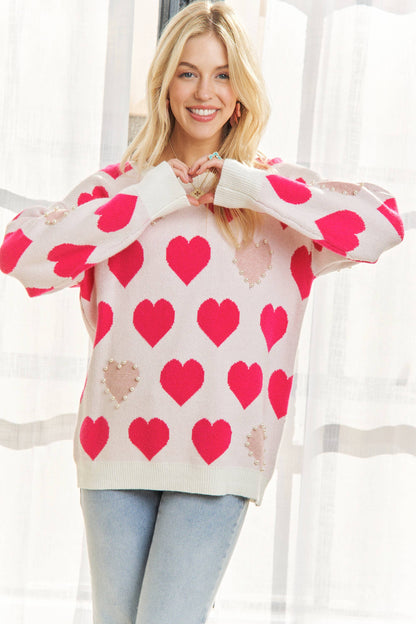 PEARL ACCENT HEART SWEATER