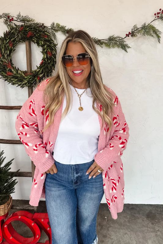 PREORDER- CHRISTMAS CLOUD CARDIGAN- Candy Cane