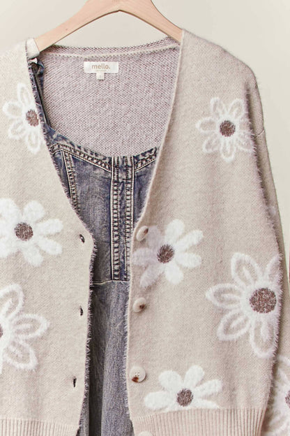 FLORAL PATTERNED SOFT CARDIGAN
