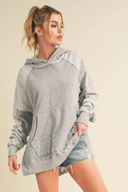 DEB WASHED HOODIE: HEATHER GREY