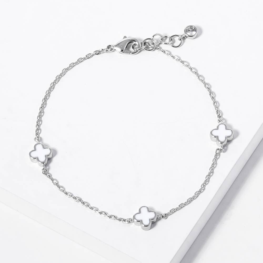 GOLD DIPPED TRIPLE QUATREFOIL LINK BRACELET (MULTIPLE COLORS)