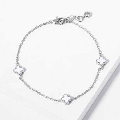 GOLD DIPPED TRIPLE QUATREFOIL LINK BRACELET (MULTIPLE COLORS)
