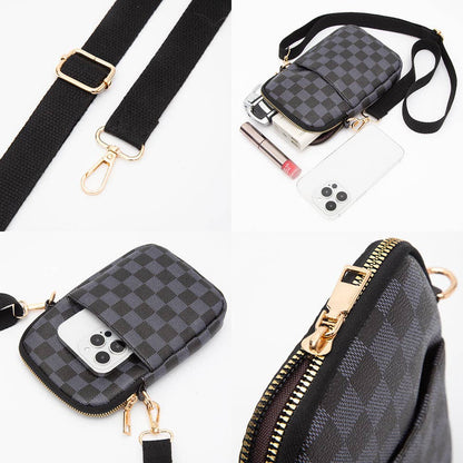 FAUX LEATHER CHECKERED MINI CROSSBODY BAG (MULTIPLE COLORS)