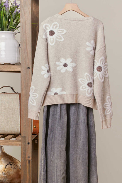 FLORAL PATTERNED SOFT CARDIGAN