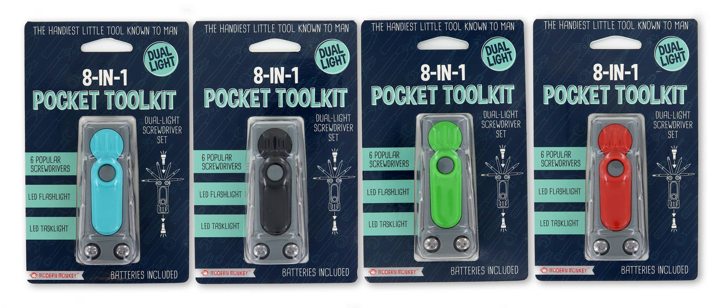 MODERN MONKEY 8-IN-1 POCKET TOOLKIT (MULTIPLE COLORS)