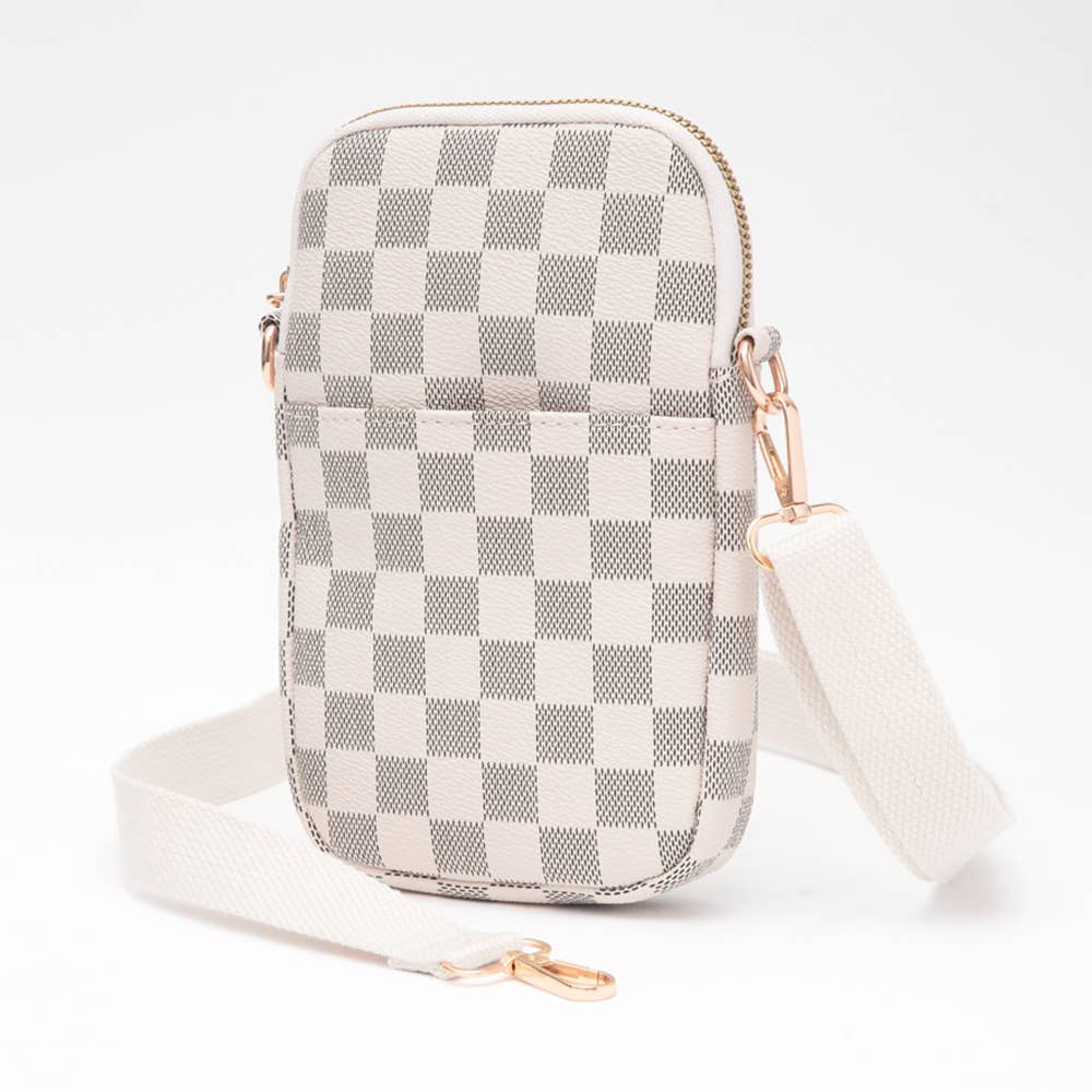 FAUX LEATHER CHECKERED MINI CROSSBODY BAG (MULTIPLE COLORS)