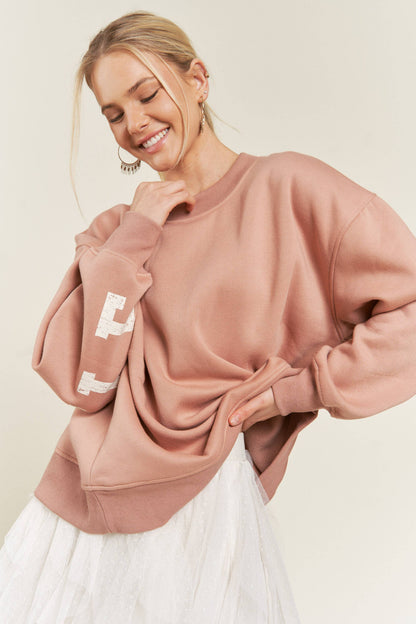 BE YOUR SELF SWEATSHIRT- DUSTY MAUVE CAMEL