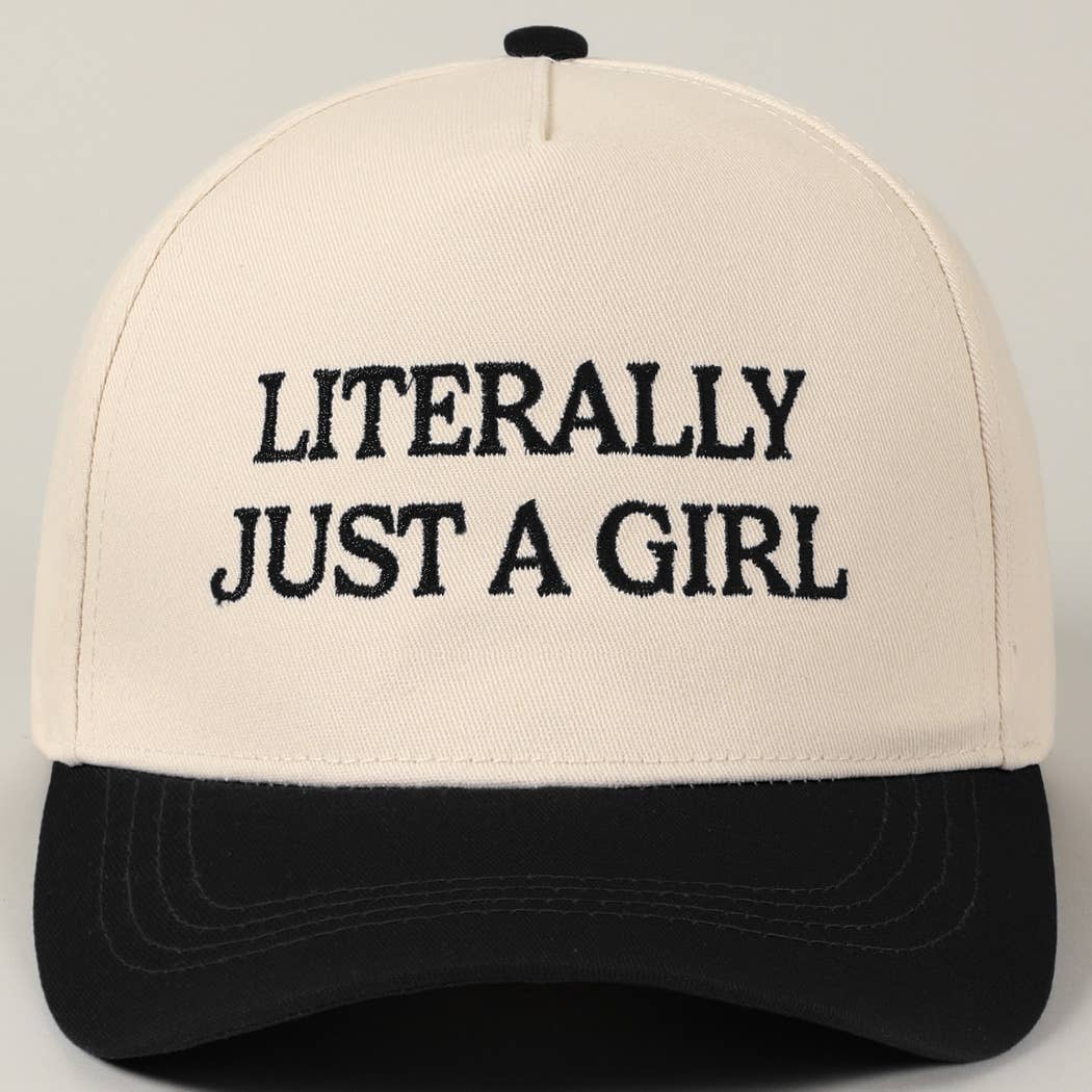 Literally Just A Girl Two Tone Canvas Hat Black