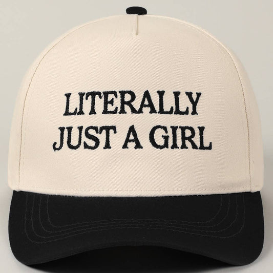 Literally Just A Girl Two Tone Canvas Hat Black